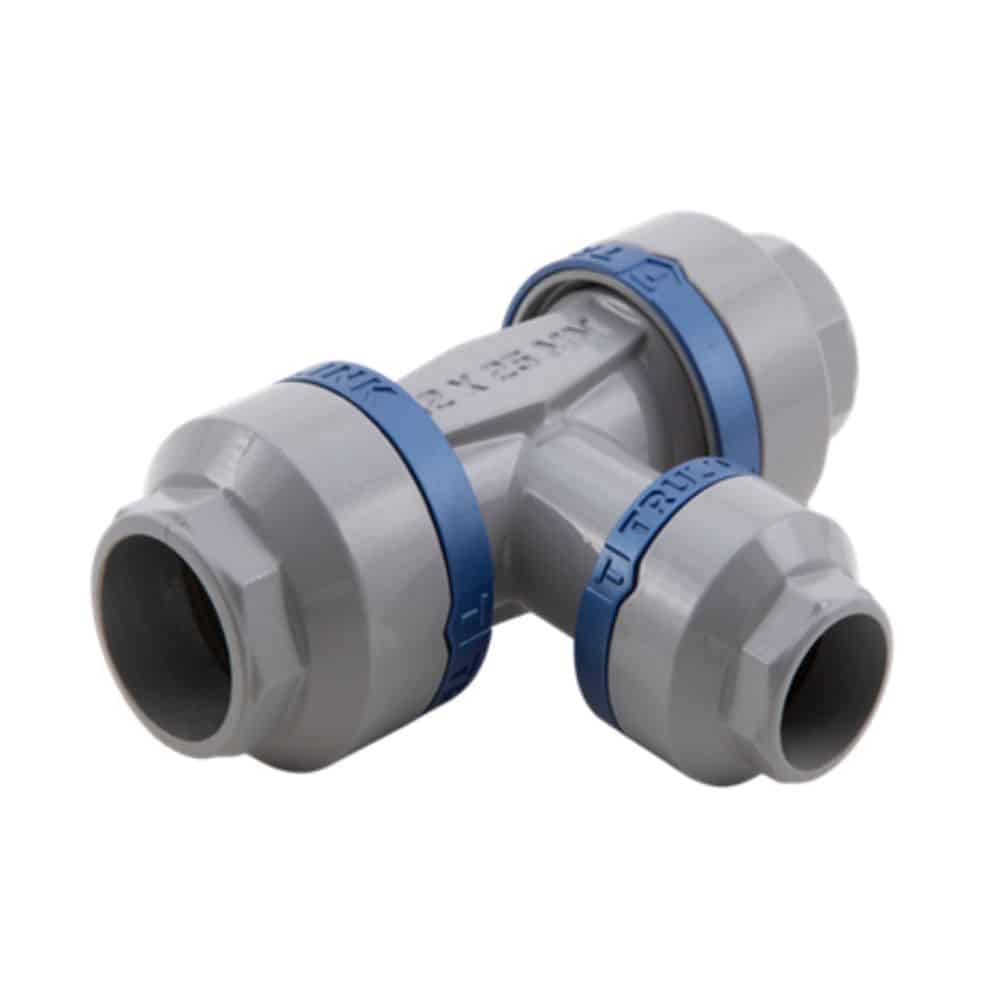 TRULINK OUTLET REDUCING TEE WITH WATER TRAP 63MM X 20MM