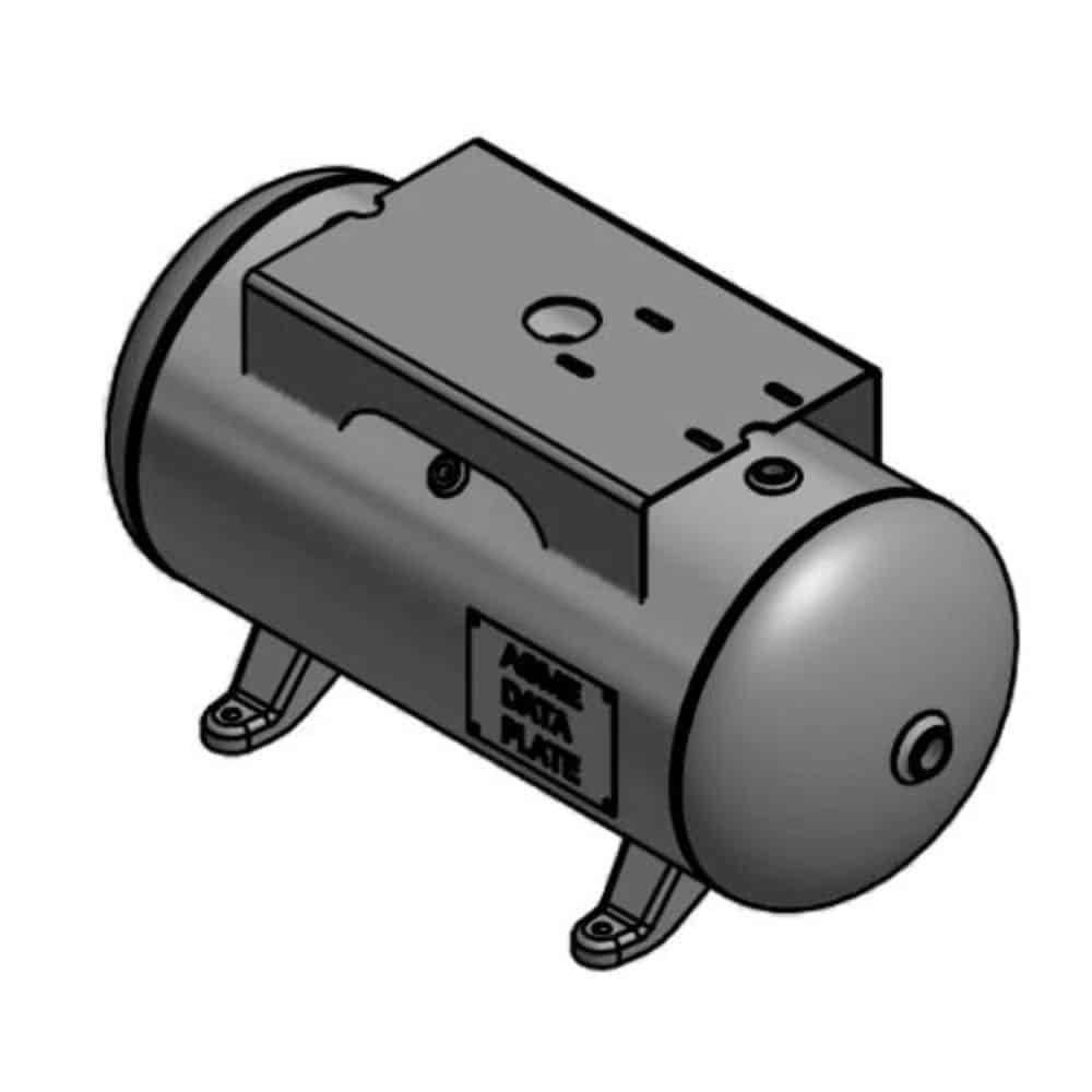 Samuel Horizontal Tank, 12 Gallons, Size 12X27, 200 psi, Support & Attachments: Feet, 9" X 15" Top Plate