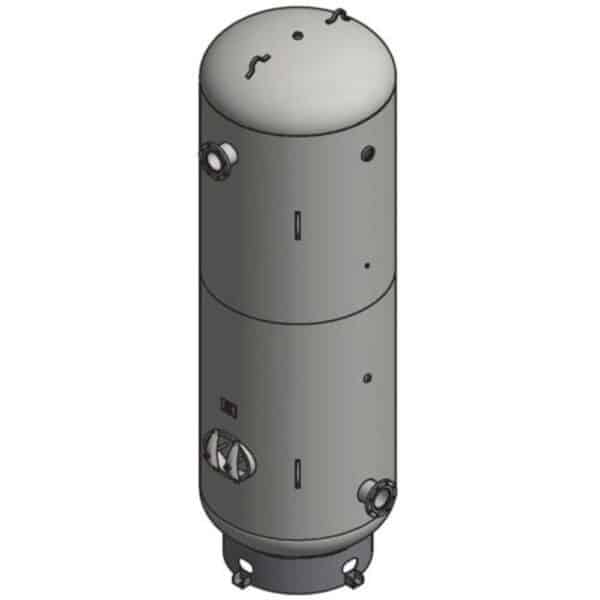 Samuel Vertical Vacuum Tank, 240 Gallons, Size 30X84, 150 psi, Support & Attachments: 8" Basering / 12" Hinged Closure