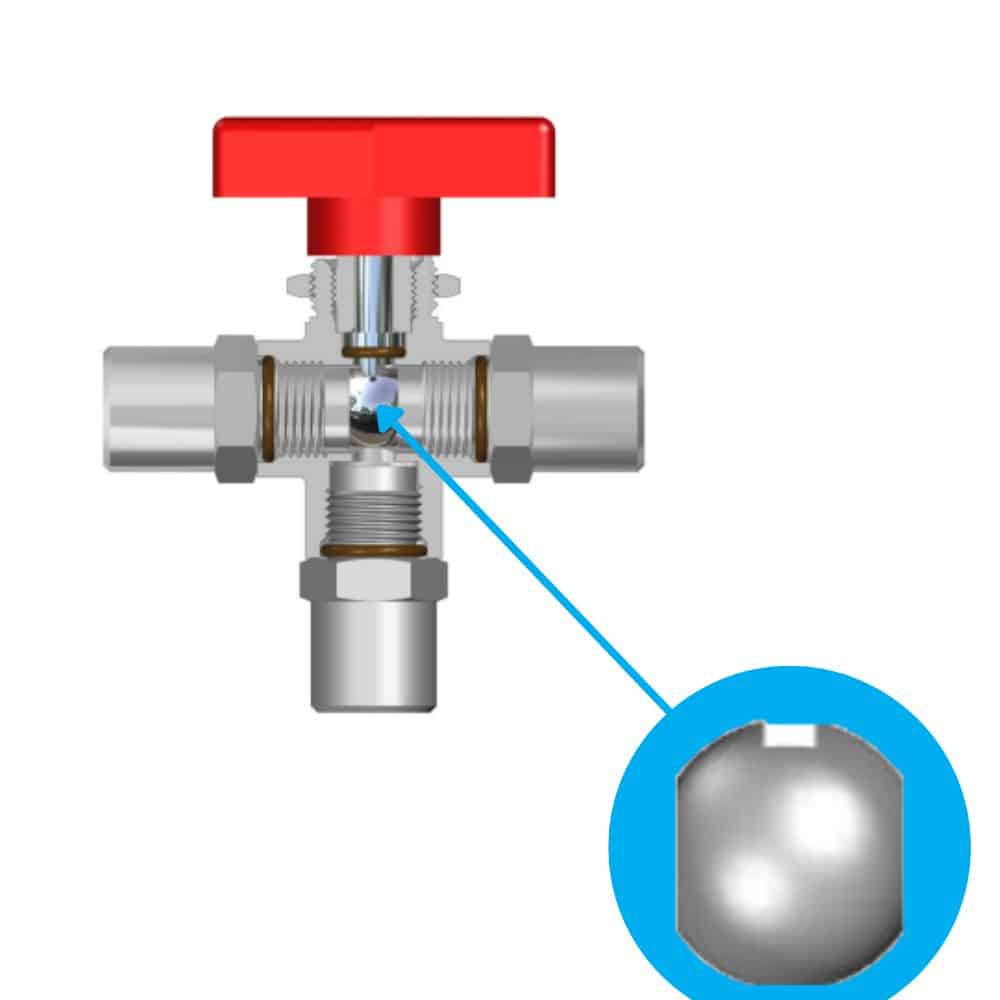 SSP 5-300-3333-316 300 Series 3-Way Med Ball-SS: Medium Valves: 301, 302, 304, 306, 307, 310, 312, 314, 318, 320, 322, 354,