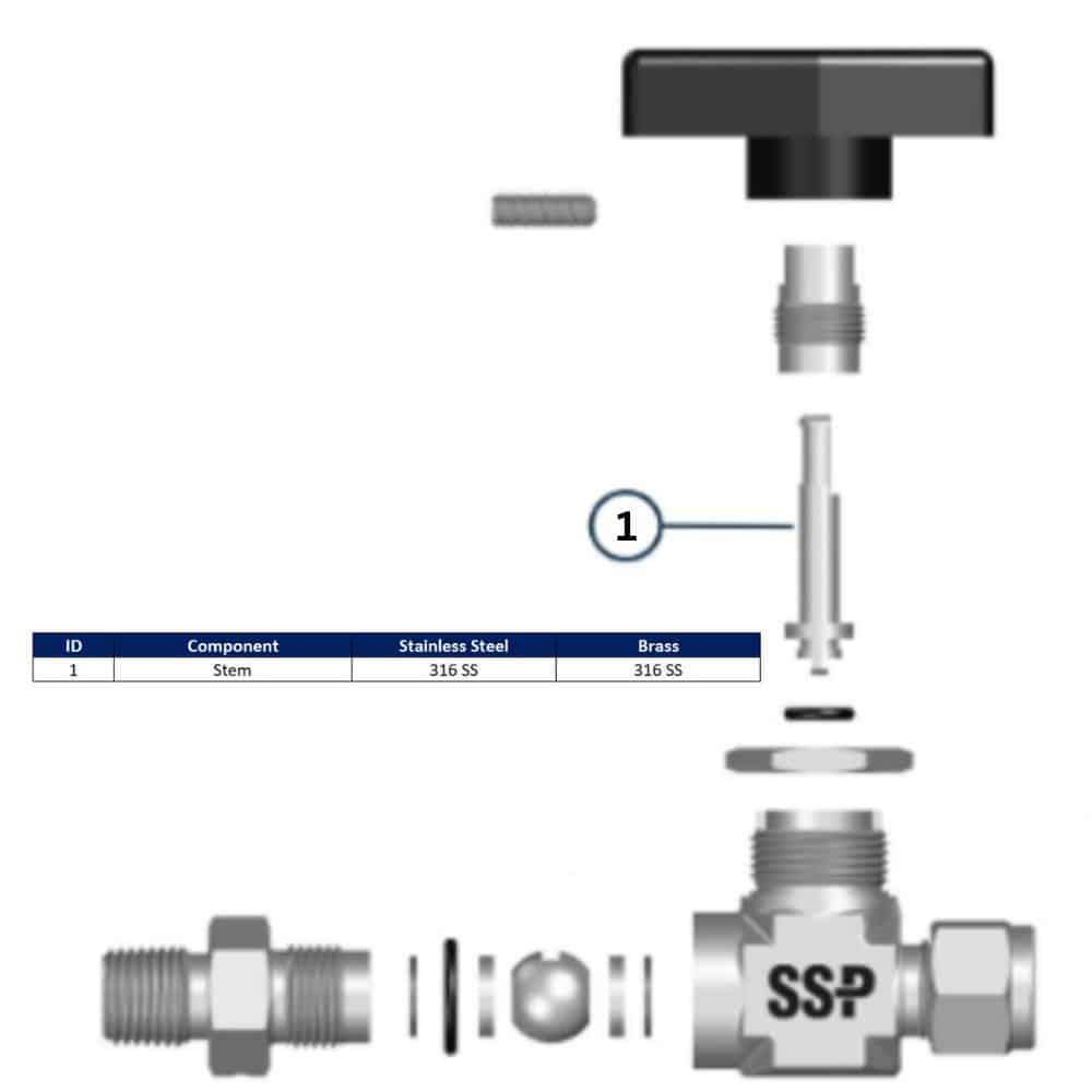 SSP 5-350-3304-316 300 Series Sm-Stem-Ss: Small Valves: 350, 351, 352, 353, 355, 350-3, 351-3, 352-3, 353-3