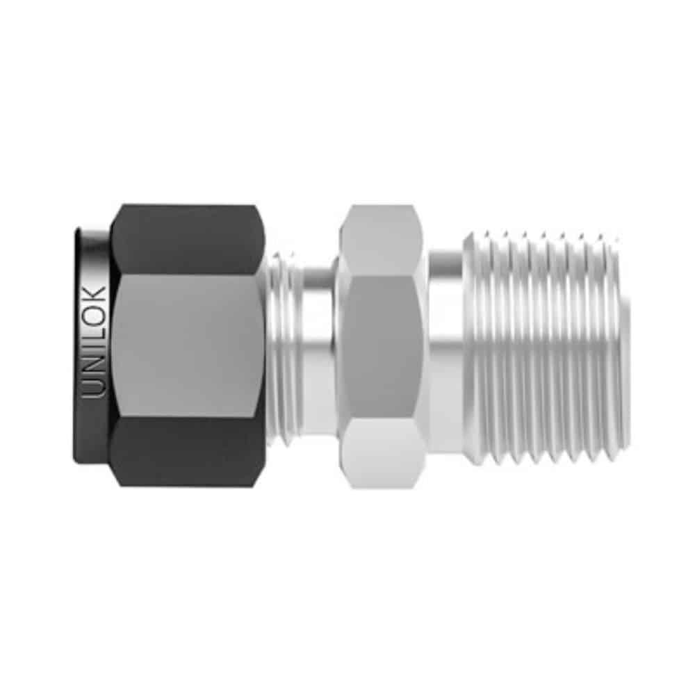 SSP IBU2MCRT4 Unilok Brass Male Connector 1/8" Tube X 1/4" ISO Tapered