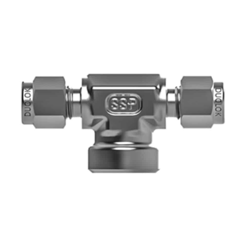 SSP ISSDM8FBT4 Duolok Metric 316SS Female Branch Tee 8mm Tube X 1/4in. NPT