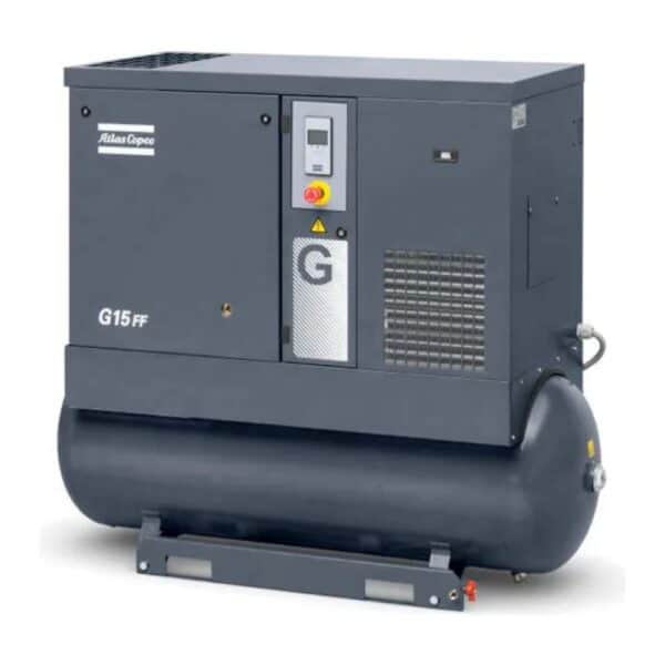 Atlas Copco G15-150 FF, 20 HP, Oil Injected Rotary Screw Compressor, 71 Gallon Tank, 150 psi, with Dryer