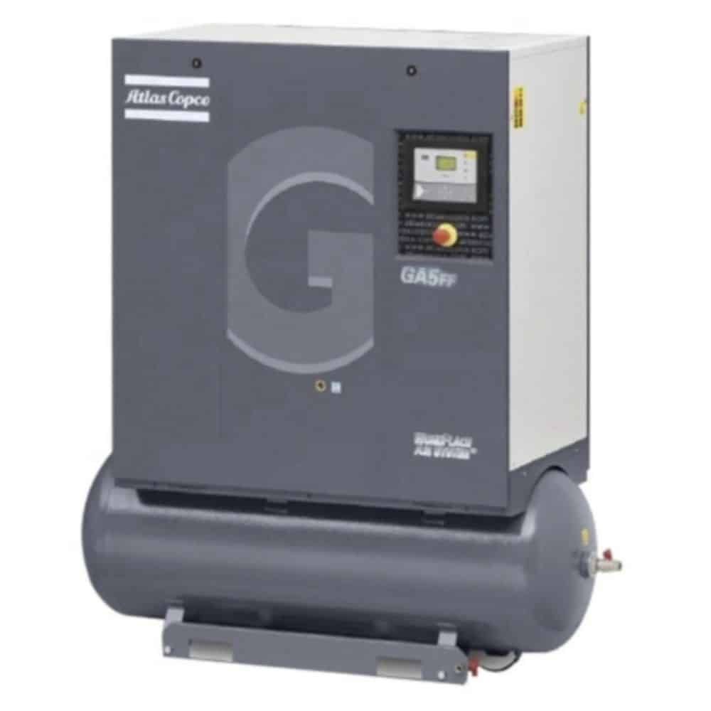 Atlas Copco GA5-125T AP, 7.5 HP, Oil Injected Rotary Screw Compressor,
71 Gallon Tank, 125 psi